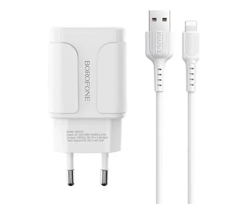 CHARGEUR USB 2.4A  + CÂBLE DE CHARGE LIGHTNING