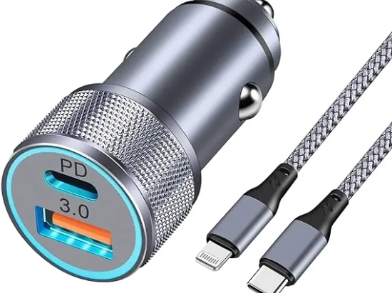 CHARGEUR DE VOITURE USB A+USB C 38W+TYPE C-LIGHTNI