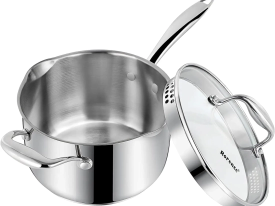 Casserole 14 cm inox DUX 18/10 couvercle verre