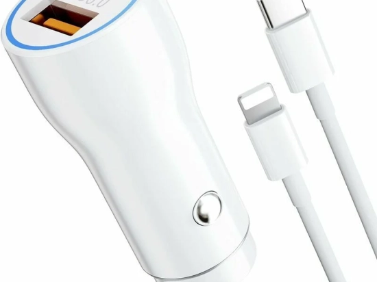 CHARGEUR DE VOITURE USB A+USB C 38W+CÂBLE  LIGHTNI