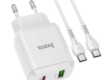 Chargeur 20W double connexion USB-Type C avec
cabl