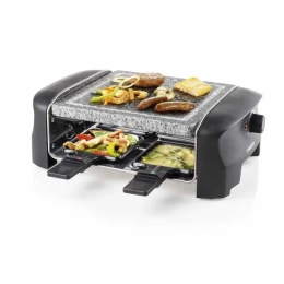 162810 Raclette et pierre à cuire carré 4 poêlons